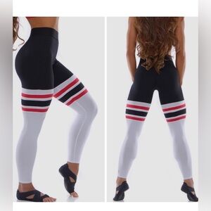 Bombshell Thigh High Retro Sock Legging Red Black White- Size XS